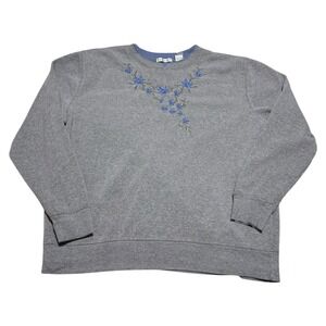 2000s Hasting & Smith Flower Embroidered Crewneck Sweatshirt Women's XL